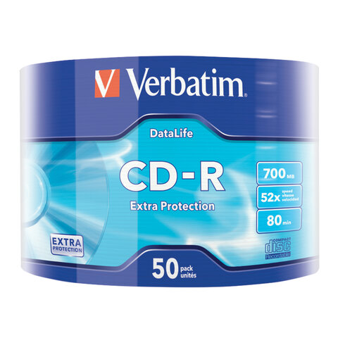 Диски CD-R VERBATIM DataLife, 700 Мб 52x Bulk (термоусадка без шпиля), КОМПЛЕКТ 50 шт., 43787 - фото 3