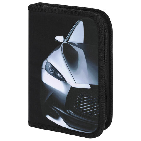 Пенал BRAUBERG с наполнением, 1 отделение, 1 откидная планка, 24 предмета, 21х14 см, "Fast car", 270724 - фото 1