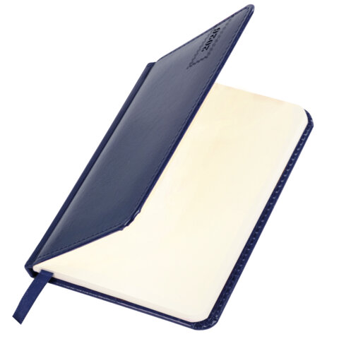 Еженедельник датированный 2026, МАЛЫЙ ФОРМАТ 95х155 мм, А6, BRAUBERG "Imperial", под кожу, синий, 117187 - фото 3