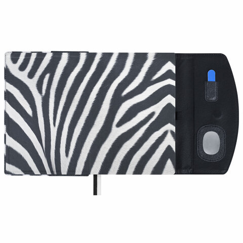 Ежедневник недатированный А5 155х213 мм BRAUBERG "Wild", под кожу, магнит, 160 л., ZEBRA, черный, 116233 - фото 5