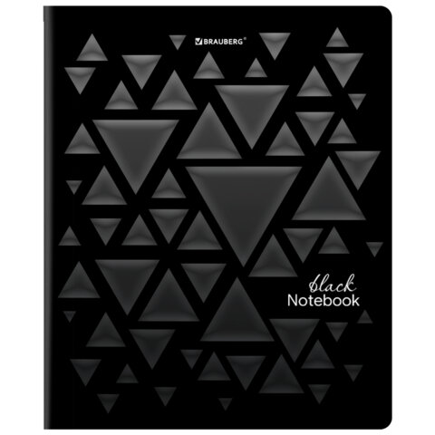 Тетрадь А5, 48 л., BRAUBERG, скоба, клетка, матовая ламинация, выборочный лак, "Black" (микс в спайке), 404375 - фото 6