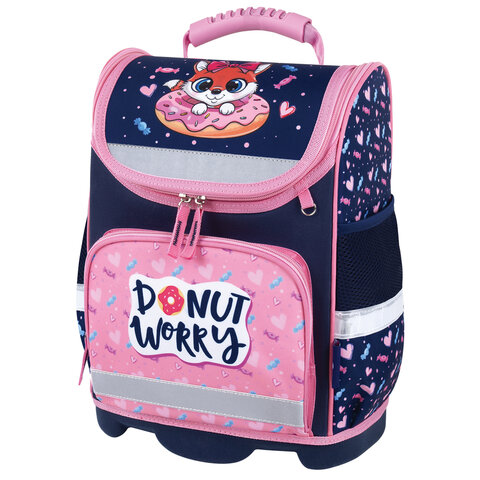 Ранец ЮНЛАНДИЯ WISE, 1 отделение, 3 кармана, устойчивое дно, "Donut worry", 37x29х15 см, 272073 - фото 1