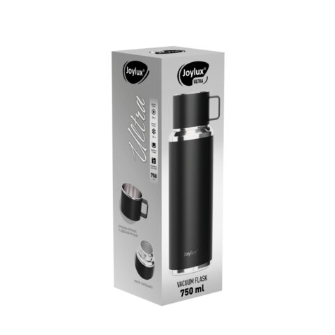 Термос 0,75 л JOYLUX (ДЖОЙЛЮКС) ULTRA, нержавеющая сталь SUS316, крышка/кружка, питейник, сито, черный матовый, 700314 - фото 6