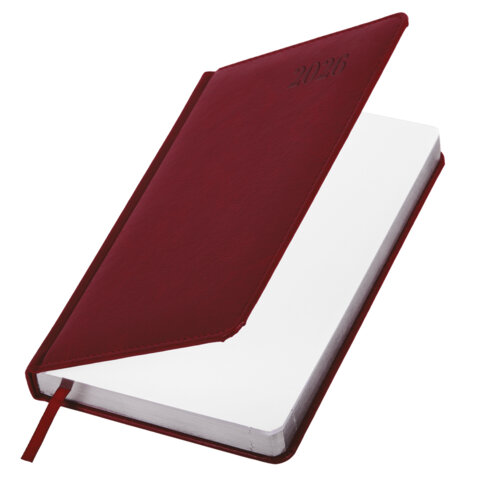 Ежедневник датированный 2026, А5, 138х213 мм, BRAUBERG "Impression", под кожу, бордовый, 117512 - фото 4