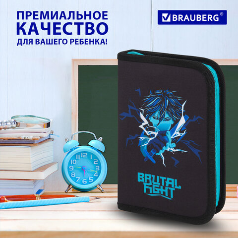 Пенал BRAUBERG с наполнением, 1 отделение, 1 откидная планка, 24 предмета, 21х14 см, "Anime fight", 272354 - фото 15