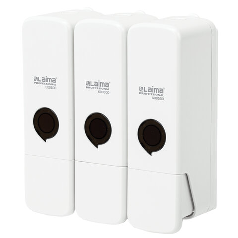 Дозатор тройной 3 х 0,3 л для жидкого мыла/шампуня/геля LAIMA PREMIUM, НАЛИВНОЙ, белый, 609500 - фото 2