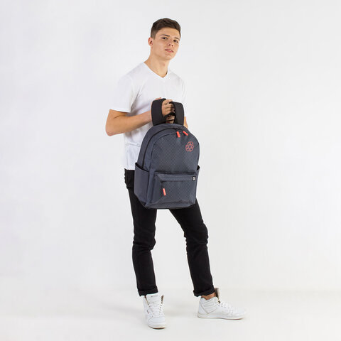 Рюкзак BRAUBERG ENERGETIC универсальный, эргономичный, "Recycle", черный\серый, 43х30х16 см, 270796 - фото 10