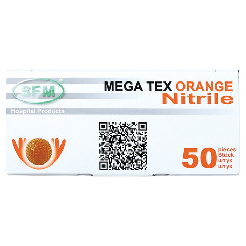 Перчатки нитриловые сверхпрочные с текстурой SFM MEGA TEX ORANGE, Германия, 25 пар (50 штук), размер XL (очень большой), 4036534915202 - фото 6