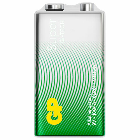Батарейка 1 шт., GP Super G-Tech, Крона (6LR61, 6LF22, 1604A), алкалиновая, в пленке, 1604A-5S1 - фото 8