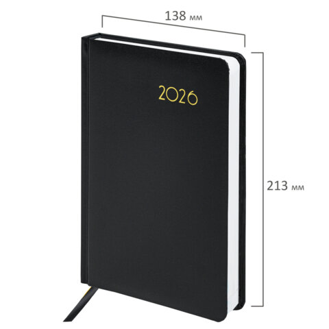 Ежедневник датированный 2026, А5, 138x213 мм, BRAUBERG "Select", балакрон, черный, 117086 - фото 2