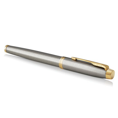 Ручка-роллер PARKER "IM Core Brushed Metal GT", серебристый матовый лак, позолота, черная, 1931663 - фото 8