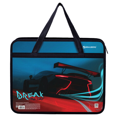 Папка на молнии с ручками BRAUBERG А4, 1 отделение, пластик, 80 мм, "Speed", 270872 - фото 3