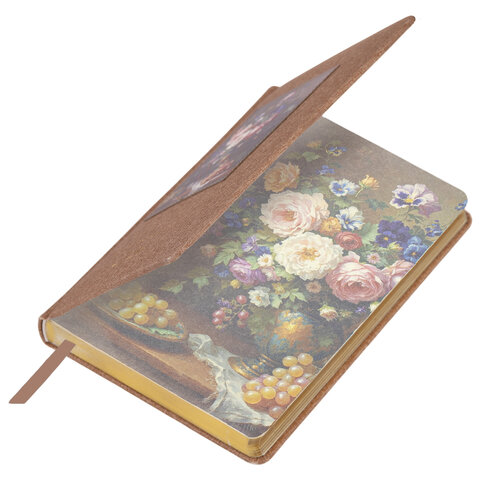 Ежедневник датированный 2026 А5 138х213 мм, BRAUBERG "ArtGallery", под кожу, нашивка, бежевый, 117404 - фото 3