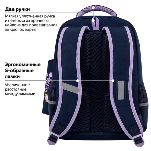 Рюкзак ЮНЛАНДИЯ COMPLETE, с пеналом в комплекте, эрго-спинка, "Bored cat", 42х29х14 см, 272055 - фото 17