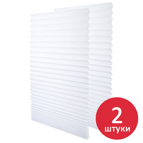 Жалюзи-плиссе, штора бумажная самоклеящаяся КОМПЛЕКТ 2 шт., BRABIX, 60х180 см, ЭКО, 80 г/м2, цвет белый, 700002 - фото 1