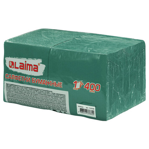 Салфетки бумажные 400 шт., 24х24 см, "Big Pack", зелёные, 100% целлюлоза, LAIMA, 114728 - фото 6