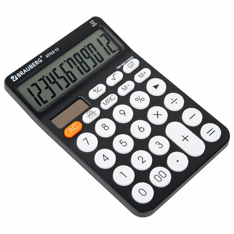 Калькулятор настольный BRAUBERG STYLE-12-BK (157х106 мм), 12 разрядов, двойное питание, ЧЕРНЫЙ, 272965 - фото 4