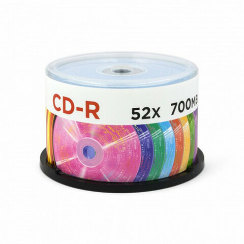 Диск CD-R MIREX Random Color, 700 Мб, 48x, Cake Box (упаковка на шпиле), КОМПЛЕКТ 50 шт., цветные, UL120009A8B - фото 1