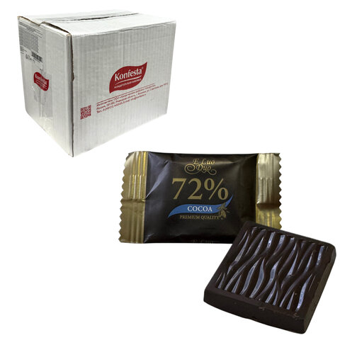 Шоколад порционный KONFESTA горький 72% какао, 1100 г (220 штук по 5 г) - фото 1