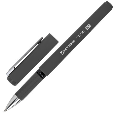 Ручки шариковые с грипом BRAUBERG "VIVID", НАБОР 3 ШТУКИ, СИНИЕ, SOFT TOUCH покрытие, узел 0,7 мм, линия письма 0,35 мм, 144401 - фото 4