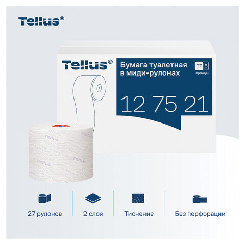 Бумага туалетная 90 м, Tellus/TORK (Система Т6) PREMIUM, КОМПЛЕКТ 27 рулонов, 2-слойная, белая, 127520/127521 - фото 8