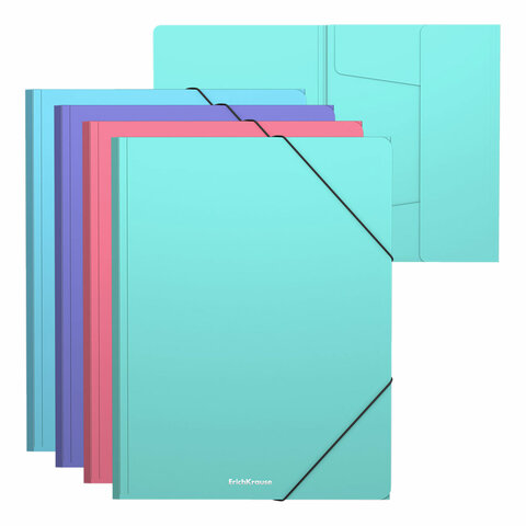 Папка на резинках ERICH KRAUSE "Diagonal Pastel", до 300 листов, ассорти, 600 мкм, 50400 - фото 1