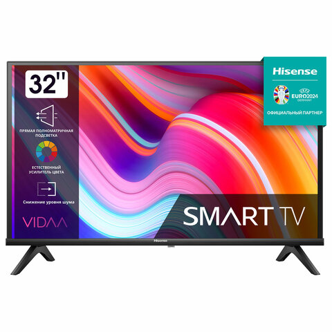 Телевизор HISENSE 32A4K 32" (80 см), 1366 x 768, HD, 16:9, SmartTV, Wi-Fi, черный - фото 1