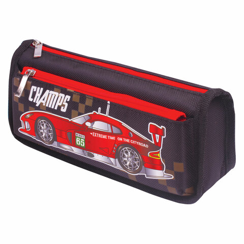 Пенал мягкий ЮНЛАНДИЯ, 2 отделения, полиэстер, "Car champion", черный, 21х6х9 см, 228982 - фото 8