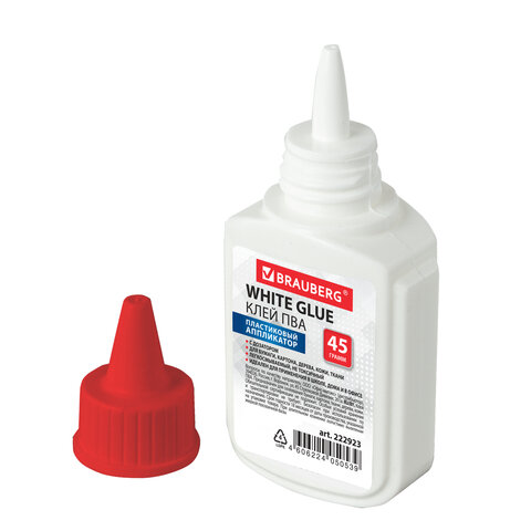 Клей ПВА BRAUBERG (бумага, картон, дерево), 45 г, 222923 - фото 2