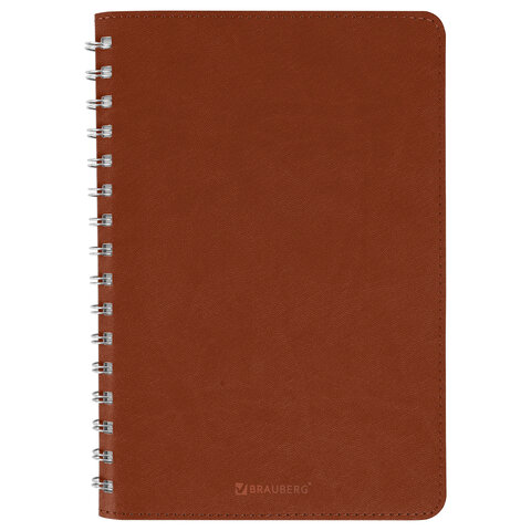 Бизнес-тетрадь на гребне А5 148x218 мм, BRAUBERG "Office PRO", под кожу, клетка, 80 л., коричневая, 111044 - фото 10