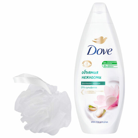 Подарочный набор DOVE "Фисташковый крем": крем-гель для душа 250 мл + мочалка для тела - фото 2