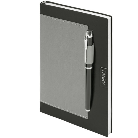 Ежедневник в наборе с ручкой А5, 144x210 мм, BRAUBERG "Style" под кожу, 160 листов, черный, 116860 - фото 6