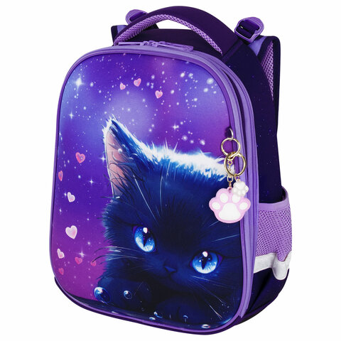 Ранец BRAUBERG PREMIUM, 2 отделения, с брелоком, "Anime cat", 38х29х16 см, 272017 - фото 1