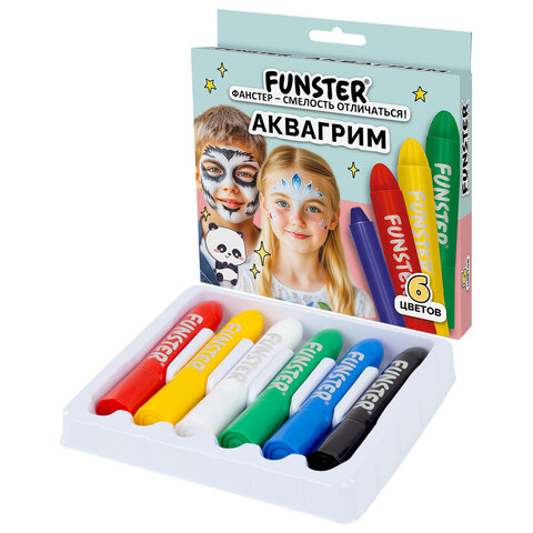 Аквагрим для лица и тела, 6 ярких цветов, FUNSTER (ФАНСТЕР), легко смываются, 192571 - фото 1