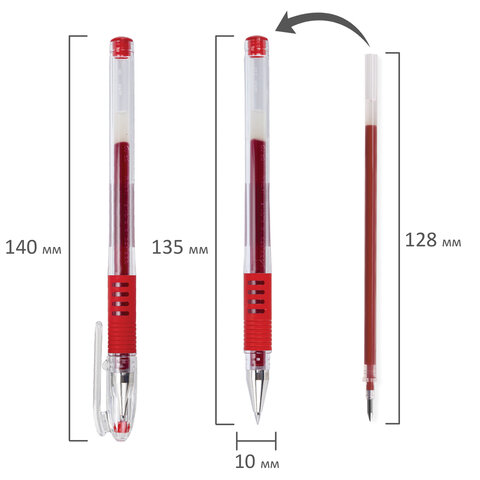 Ручка гелевая с грипом PILOT "G-1 Grip", КРАСНАЯ, корпус прозрачный, узел 0,5 мм, линия письма 0,3 мм, BLGP-G1-5, BLGP-G1-5 R - фото 8