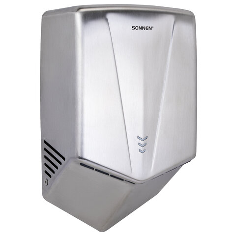 Сушилка для рук ВЫСОКОСКОРОСТНАЯ АНТИВАНДАЛЬНАЯ SONNEN K2022A, 1300 Вт, 150 м/с, IPX1, 72 дБ, нержавеющая сталь, 607191 - фото 1
