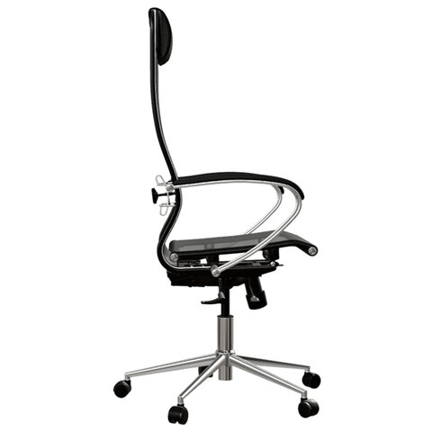 Кресло МЕТТА "ErgoLife" 10 B1-104K, хром, синхромеханизм, прочная сетка, черное - фото 6