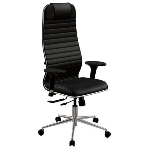 Кресло МЕТТА "ErgoLife" 10 B1-117D, хром, синхромеханизм, 2D-подлокотники, экокожа, черное - фото 1