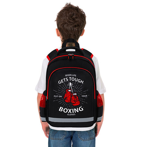Рюкзак ПИФАГОР SCHOOL, 1 отделение, 3 кармана, "Boxing", 38x28х14 см, 272077 - фото 6