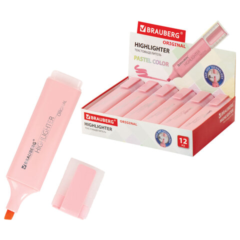 Текстовыделитель BRAUBERG "ORIGINAL PASTEL", ПАСТЕЛЬНЫЙ РОЗОВЫЙ, линия 1-5 мм, 151693 - фото 1
