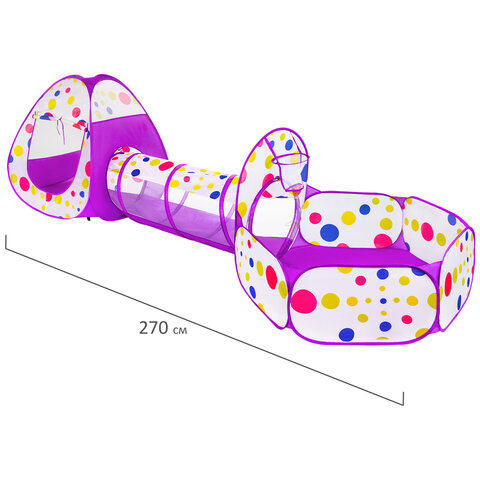 Детская игровая палатка-лабиринт с тоннелем и сухим бассейном, 90x190x270 см, BRAUBERG KIDS, 665172 - фото 18