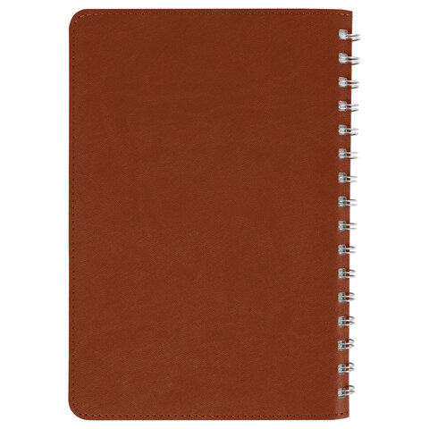 Бизнес-тетрадь на гребне А5 148x218 мм, BRAUBERG "Office PRO", под кожу, клетка, 80 л., коричневая, 111044 - фото 11