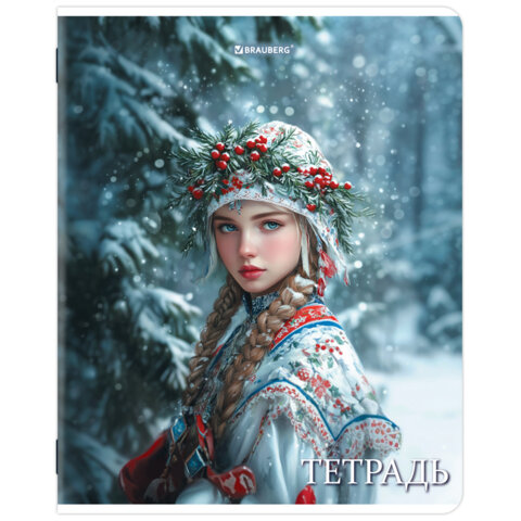 Тетрадь А5, 48 л., BRAUBERG, скоба, клетка, глянцевый лак, "Русская красавица" (микс в спайке), 405649 - фото 7