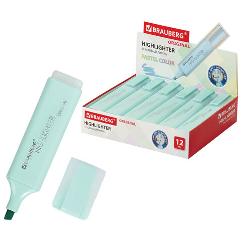 Текстовыделитель BRAUBERG "ORIGINAL PASTEL", БИРЮЗОВЫЙ, линия 1-5 мм, 151694 - фото 1