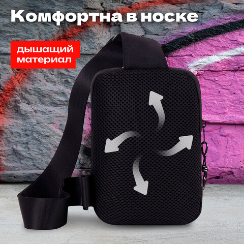 Сумка на плечо HEIKKI BLASTER (ХЕЙКИ) с карманом, черная, 20х14х5 см, 272634 - фото 14