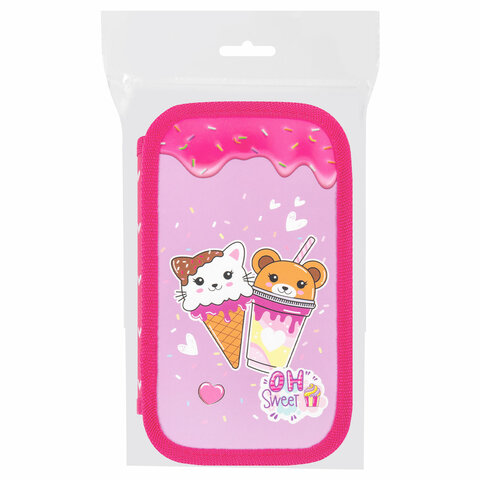 Пенал ЮНЛАНДИЯ, 2 отделения, картон с эффектом soft-touch, 19х11 см, "Candy friends", 272263 - фото 7