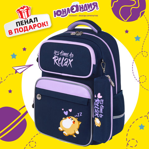 Рюкзак ЮНЛАНДИЯ COMPLETE, с пеналом в комплекте, эрго-спинка, "Bored cat", 42х29х14 см, 272055 - фото 19