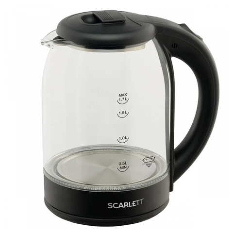 Чайник SCARLETT SC-EK27G90, 1,7 л, 1800 Вт, закрытый нагревательный элемент, стекло, черный - фото 4