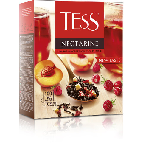 Чай TESS "Nectarine" черный с персиком и земляникой, 100 пакетиков в конвертах по 1,8 г, 1988-09 - фото 2