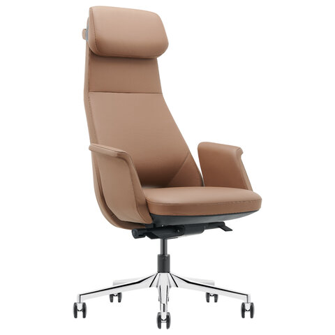 Кресло HAWASAN (ХАВАСАН) PREMIUM "STELLAR EX-840", синхромеханизм, алюминий, экокожа, коричневое, 533242 - фото 1